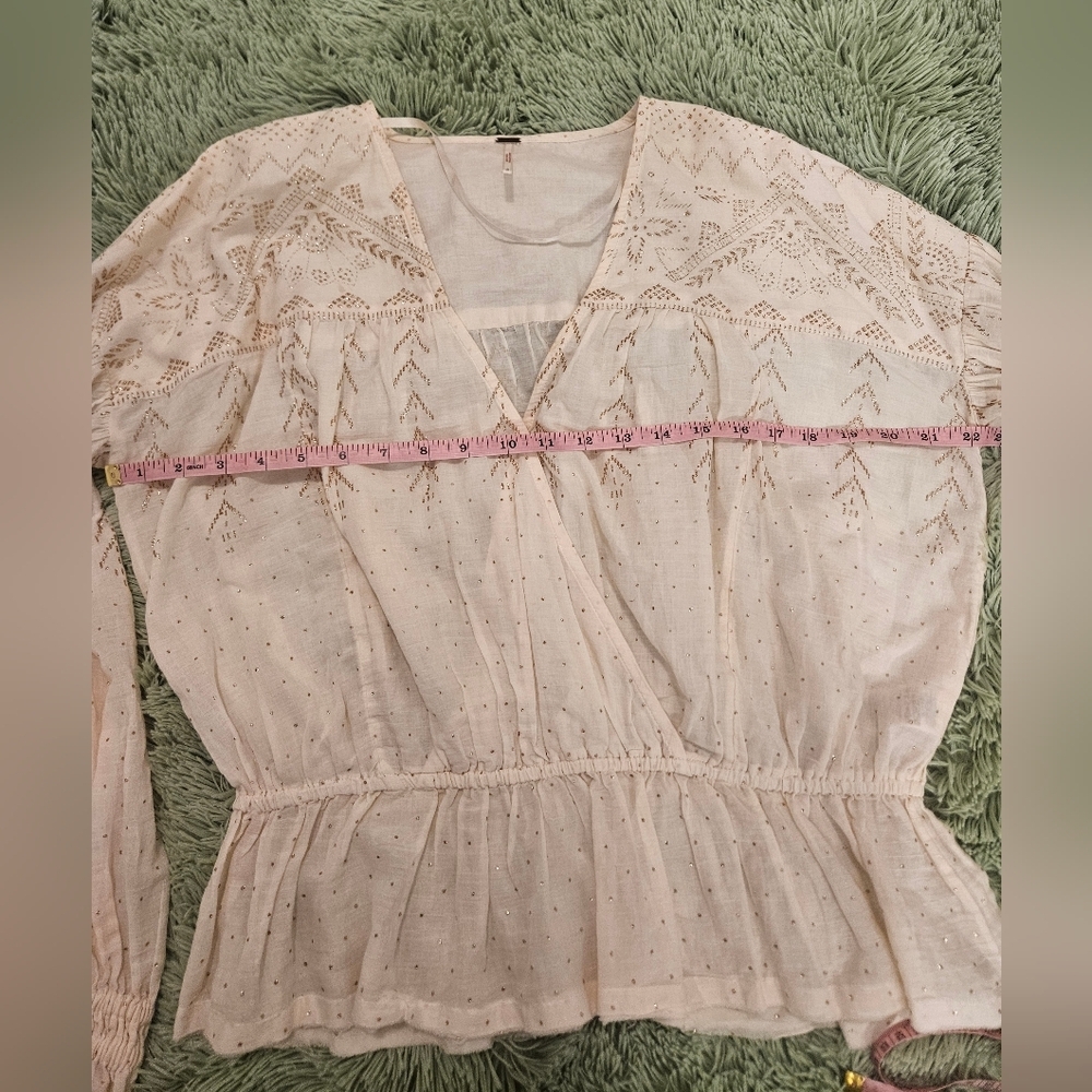 Free People Counting Stars Peasant Blouse Boho Size S - Picture 11 of 14